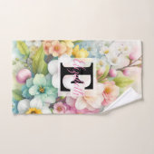 Monogram naam op waterverf Bloemen in pastels Bad Handdoek (Handdoek)