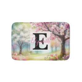 Monogram naam op waterverf Bloemen in pastels Badmat