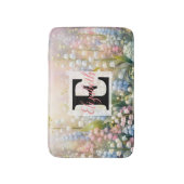 Monogram naam op waterverf Bloemen in pastels Badmat (Voorkant Verticaal)