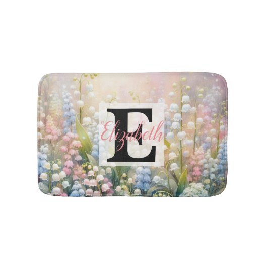 Monogram naam op waterverf Bloemen in pastels Badmat (Voorkant)