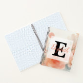 Monogram naam op waterverf Bloemen in pastels Notitieboek (Binnen)