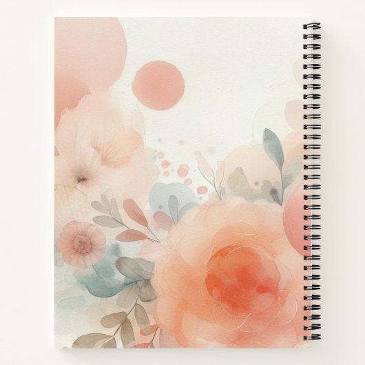 Monogram naam op waterverf Bloemen in pastels Notitieboek (Achterkant)