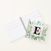 Monogram naam op waterverf Bloemen in pastels Notitieboek (Binnen)