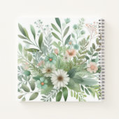 Monogram naam op waterverf Bloemen in pastels Notitieboek (Achterkant)