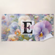 Monogram naam op waterverf Bloemen in pastels