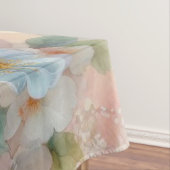 Monogram naam op waterverf Bloemen in pastels Tafelkleed (Voorbeeld)