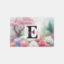 Monogram naam op waterverf Bloemen in pastels Th