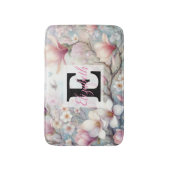 Monogram naam op waterverf Bloemen in pastels Th Badmat (Voorkant Verticaal)