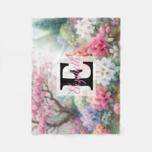 Monogram naam op waterverf Bloemen in pastels Th