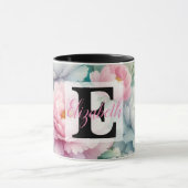 Monogram naam op waterverf Bloemen in pastels Th Mok (Midden)