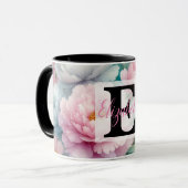 Monogram naam op waterverf Bloemen in pastels Th Mok (Voorkant links)