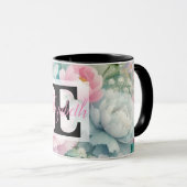 Monogram naam op waterverf Bloemen in pastels Th Mok (Voorkant rechts)