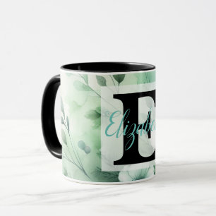 Monogram naam op waterverf Bloemen in pastels Th Mok