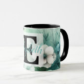 Monogram naam op waterverf Bloemen in pastels Th Mok (Voorkant rechts)