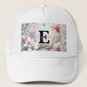 Monogram naam op waterverf Bloemen in pastels Th Trucker Pet