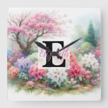 Monogram naam op waterverf Bloemen in pastels Th