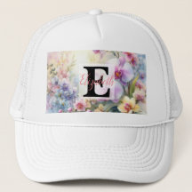 Monogram naam op waterverf Bloemen in pastels