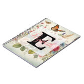 Monogram naam op waterverf bloemen notitieboek (Linkerzijde)