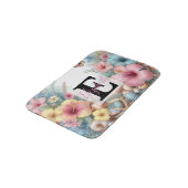 Monogram naam op waterverf Bloemen zee schelpen Badmat (Gekanteld)