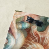 Monogram naam op waterverf Bloemen zee schelpen Strandlaken (In situ)