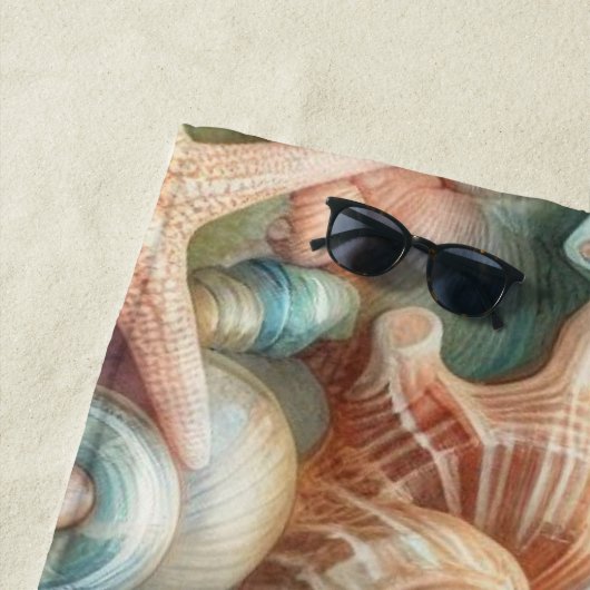 Monogram naam op waterverf Bloemen zee schelpen Strandlaken (In situ)