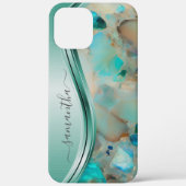 Monogram Naam Opal Turquoise Aqua Case-Mate iPhone Case (Achterkant)