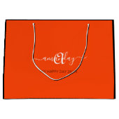 Monogram naam Oranje Bridal Sweet16th Wedding Groot Cadeauzakje (Voorkant)