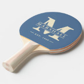 Monogram & naam overlay Capri Blauw Tafeltennisbatje (Voorkant Gekanteld)