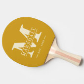 Monogram & Naam Overlay Gouden Oker Tafeltennisbatje (Zijkant)