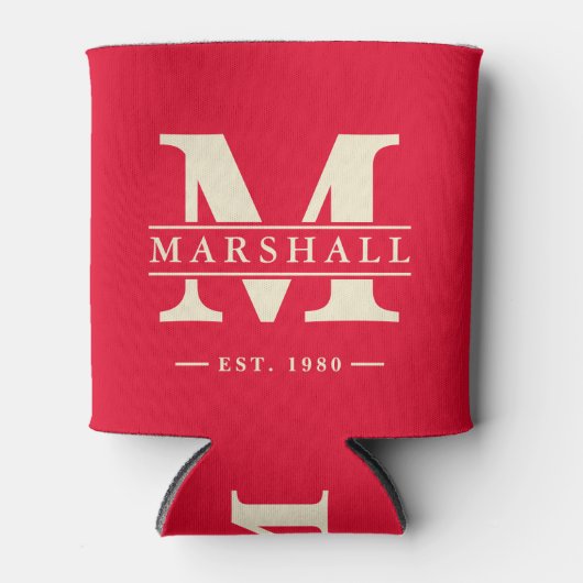 Monogram & Naam Overlay Kersen Plukken Roze Blikjeskoeler (Voorkant)