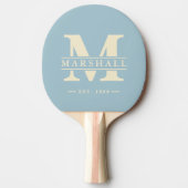 Monogram & naam overlay lichte lucht tafeltennisbatje (Voorkant)