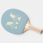 Monogram & naam overlay lichte lucht tafeltennisbatje (Zijkant)
