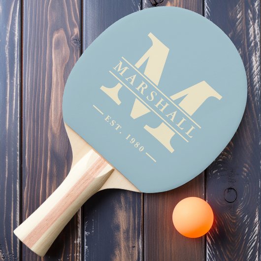 Monogram & naam overlay lichte lucht tafeltennisbatje