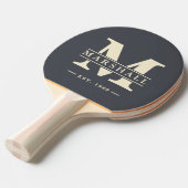 Monogram & Naam Overlay Mediterraan Grijs Tafeltennisbatje (Voorkant Gekanteld)