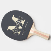 Monogram & Naam Overlay Mediterraan Grijs Tafeltennisbatje (Zijkant)