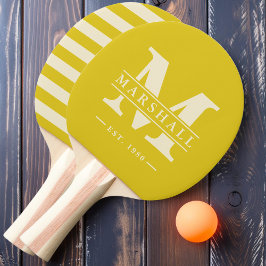Monogram & naam overlay polo donker citroen tafeltennisbatje