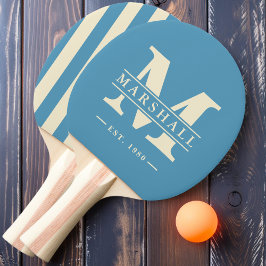 Monogram & naam overlay polo strepen aqua splash tafeltennisbatje