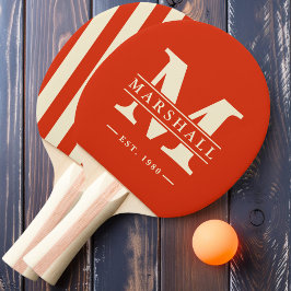 Monogram & naam overlay polo strepen Blood Orange Tafeltennisbatje