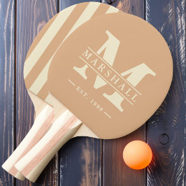 Monogram & naam overlay polo strepen Peach Kiss Tafeltennisbatje