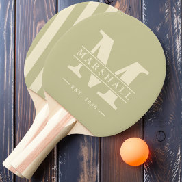 Monogram & naam overlay polo strepen stof salie tafeltennisbatje