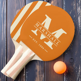 Monogram & naam-overlay polo strepen Warm citrus Tafeltennisbatje