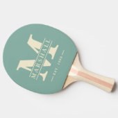 Monogram & Naam Overlay Polo Striping Aqua Reef Tafeltennisbatje (Zijkant)