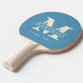 Monogram & Naam Overlay Polo Striping Aqua Splash Tafeltennisbatje (Voorkant Gekanteld)