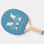Monogram & Naam Overlay Polo Striping Aqua Splash Tafeltennisbatje (Zijkant)