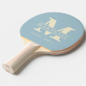 Monogram & Naam Overlay Polo Striping Light Sky Tafeltennisbatje (Voorkant Gekanteld)