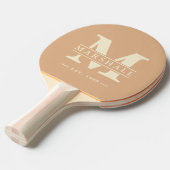 Monogram & Naam Overlay Polo Striping Perzikkus Tafeltennisbatje (Voorkant Gekanteld)