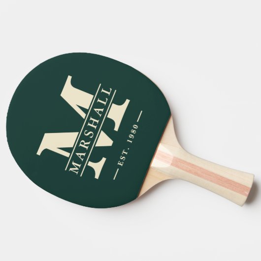 Monogram & Naam Overlay Polo Striping Sage Groen Tafeltennisbatje (Zijkant)