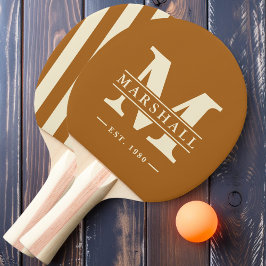 Monogram & Naam Overlay Polo Striping Verbrand Zan Tafeltennisbatje