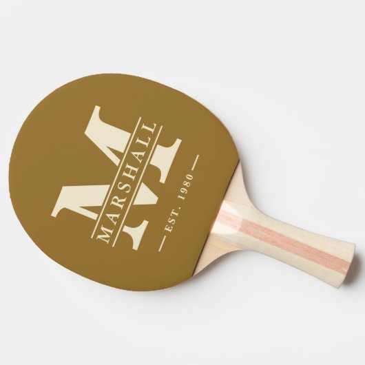 Monogram & Naam Overlay Polo Striping Warm Desert Tafeltennisbatje (Zijkant)