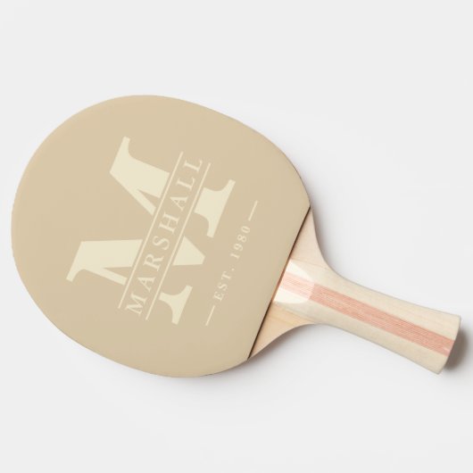 Monogram & Naam Overlay Polo Striping Zandduin Tafeltennisbatje (Zijkant)